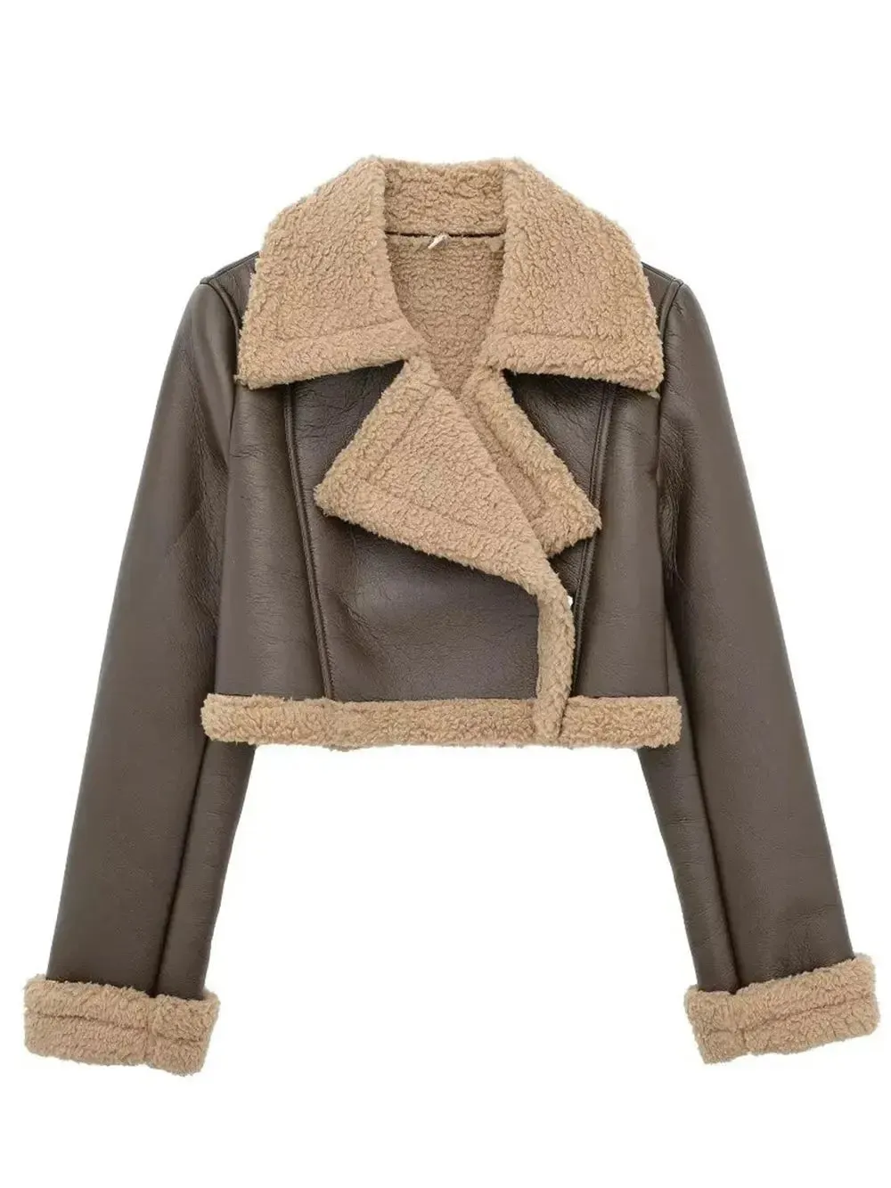 'Josselyn' Faux Fur Cropped Leather Jacket