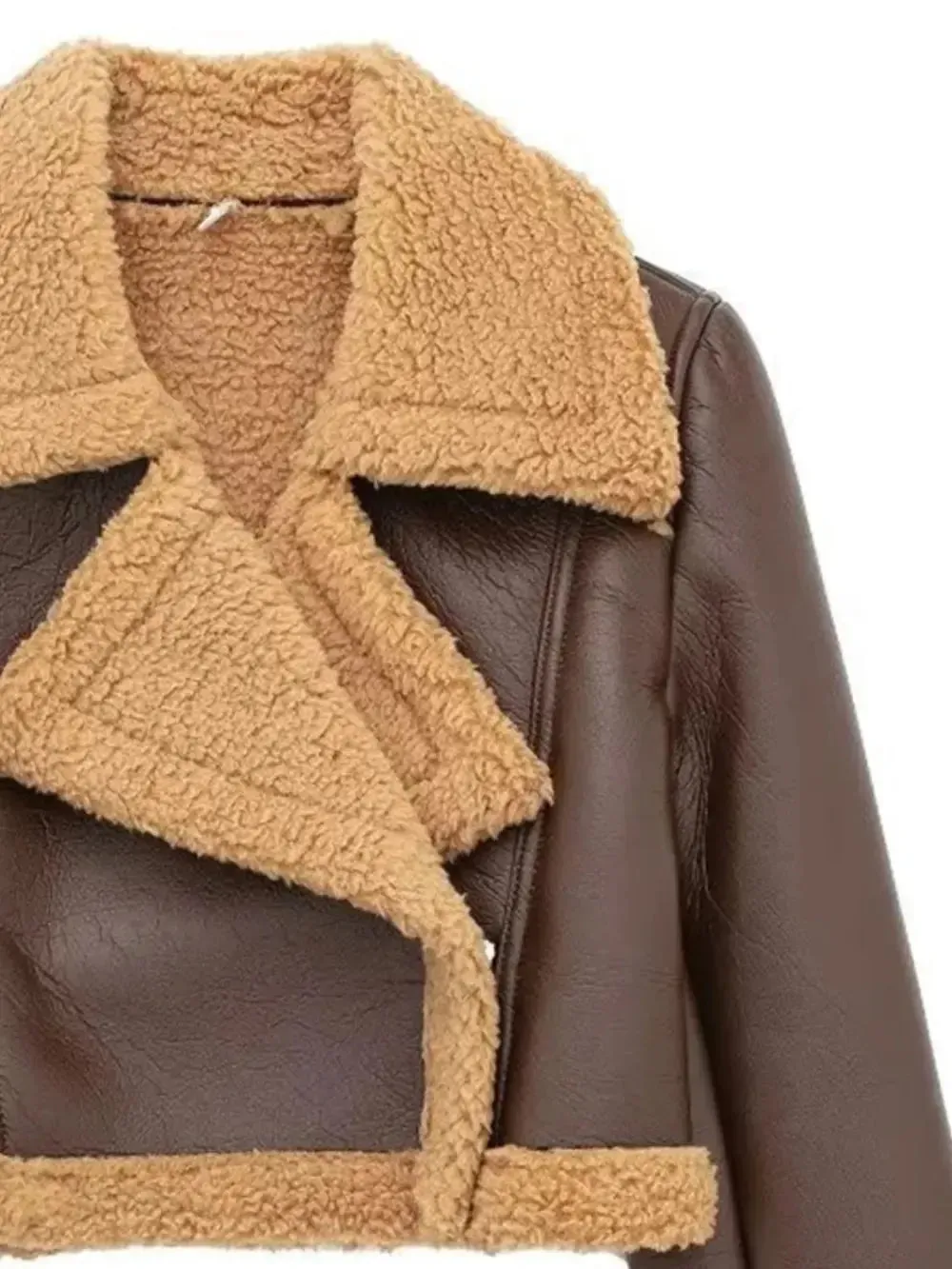 'Josselyn' Faux Fur Cropped Leather Jacket