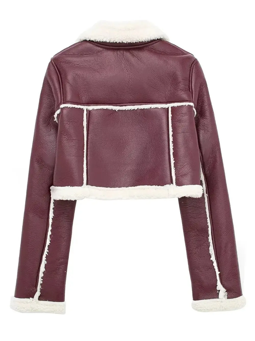 'Josselyn' Faux Fur Cropped Leather Jacket