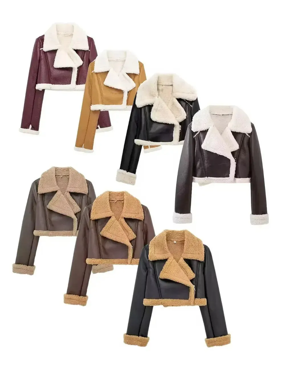 'Josselyn' Faux Fur Cropped Leather Jacket