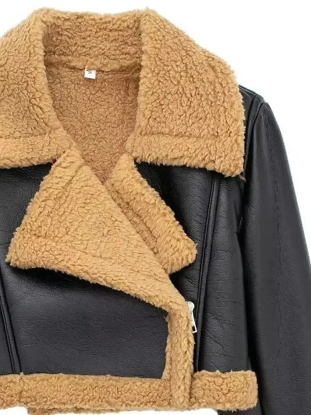 'Josselyn' Faux Fur Cropped Leather Jacket