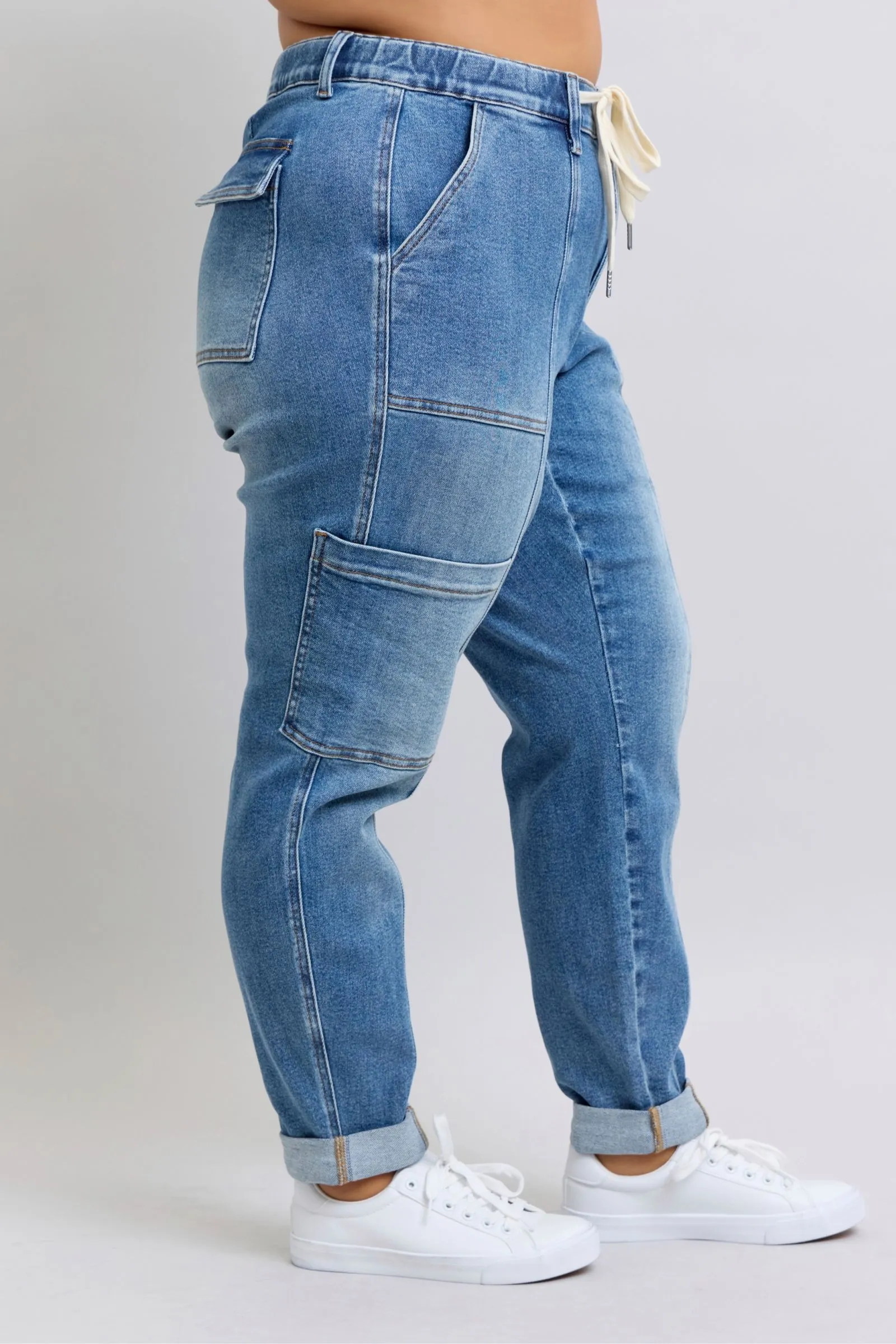 Judy Blue High Rise Cuffed Cargo Denim Jogger