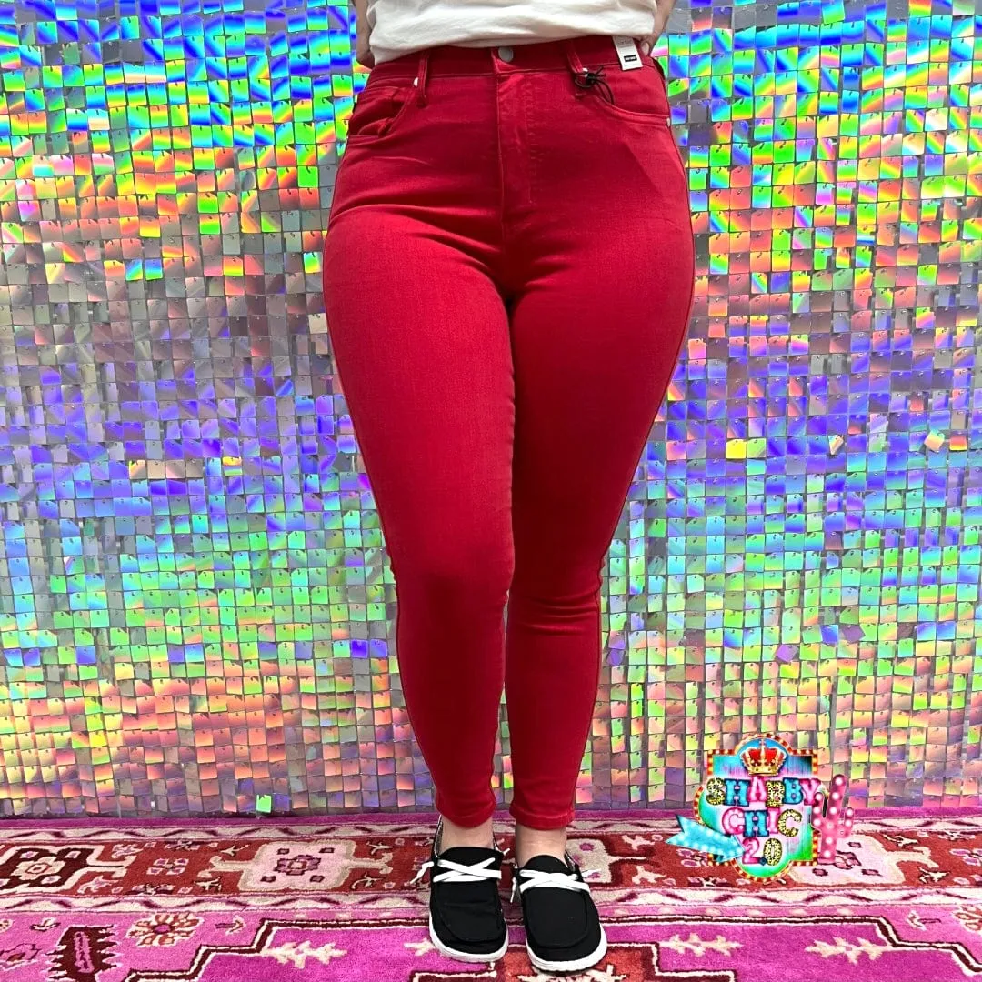 Judy Blue Tummy Control Red Jeans