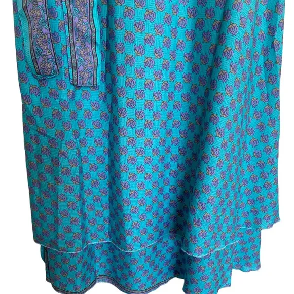 Kariza Ocean Wrap Midi Silk Skirt