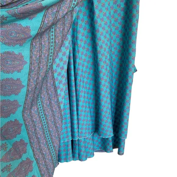 Kariza Ocean Wrap Midi Silk Skirt
