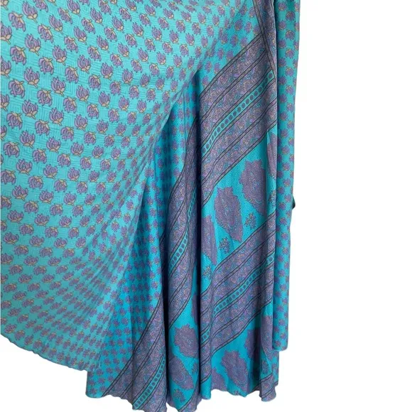 Kariza Ocean Wrap Midi Silk Skirt