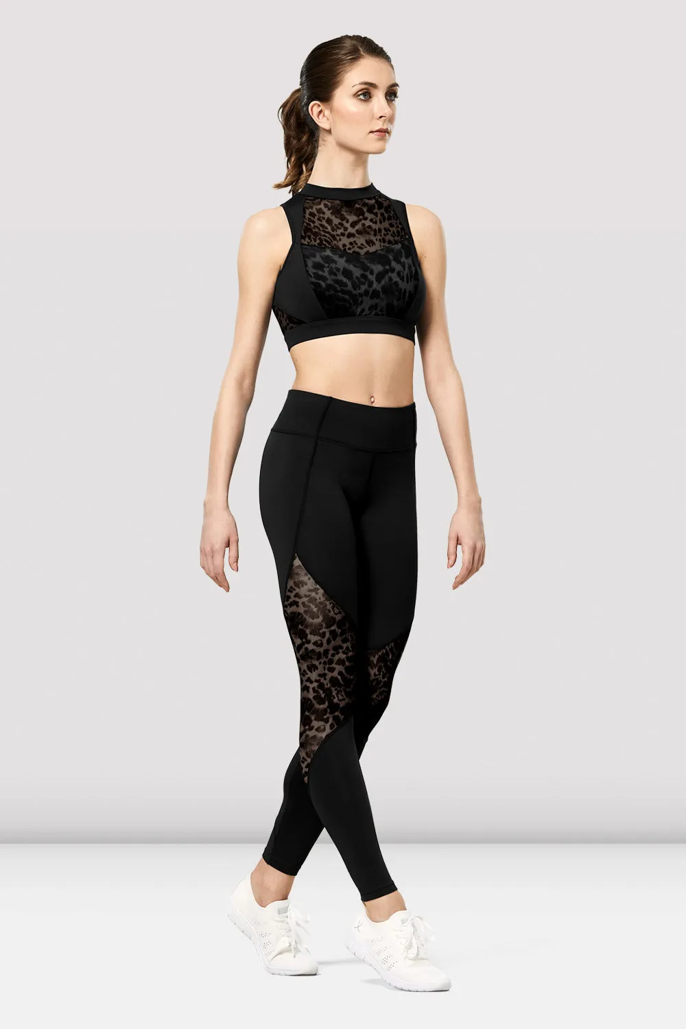Ladies Azami Animal Print Mesh Crop Top