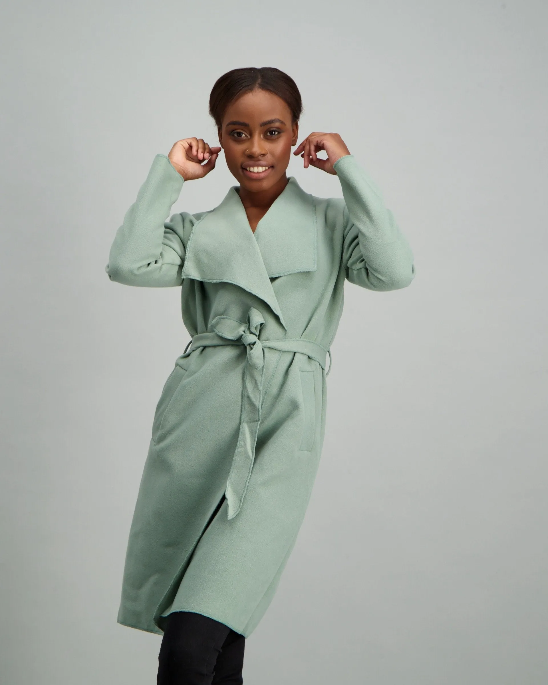 Ladies Big Collar Unlined Jacket - Sage