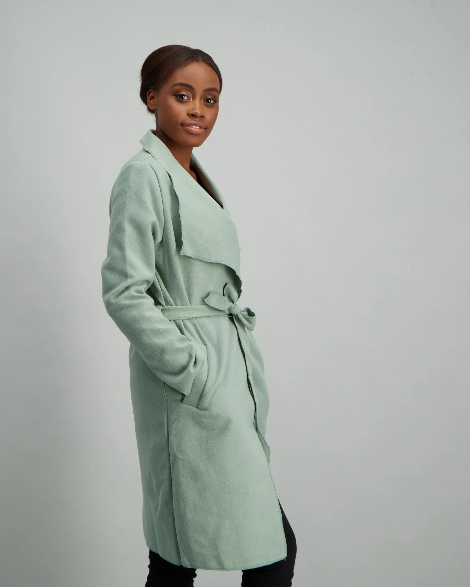 Ladies Big Collar Unlined Jacket - Sage