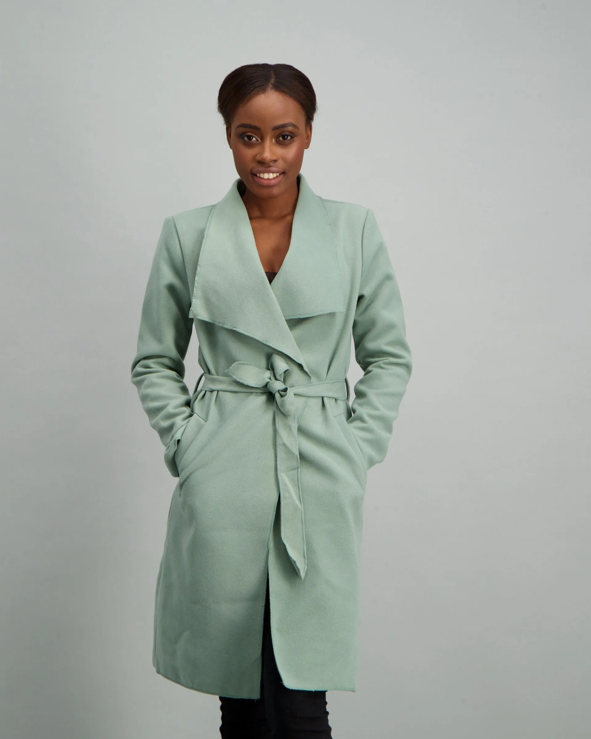 Ladies Big Collar Unlined Jacket - Sage