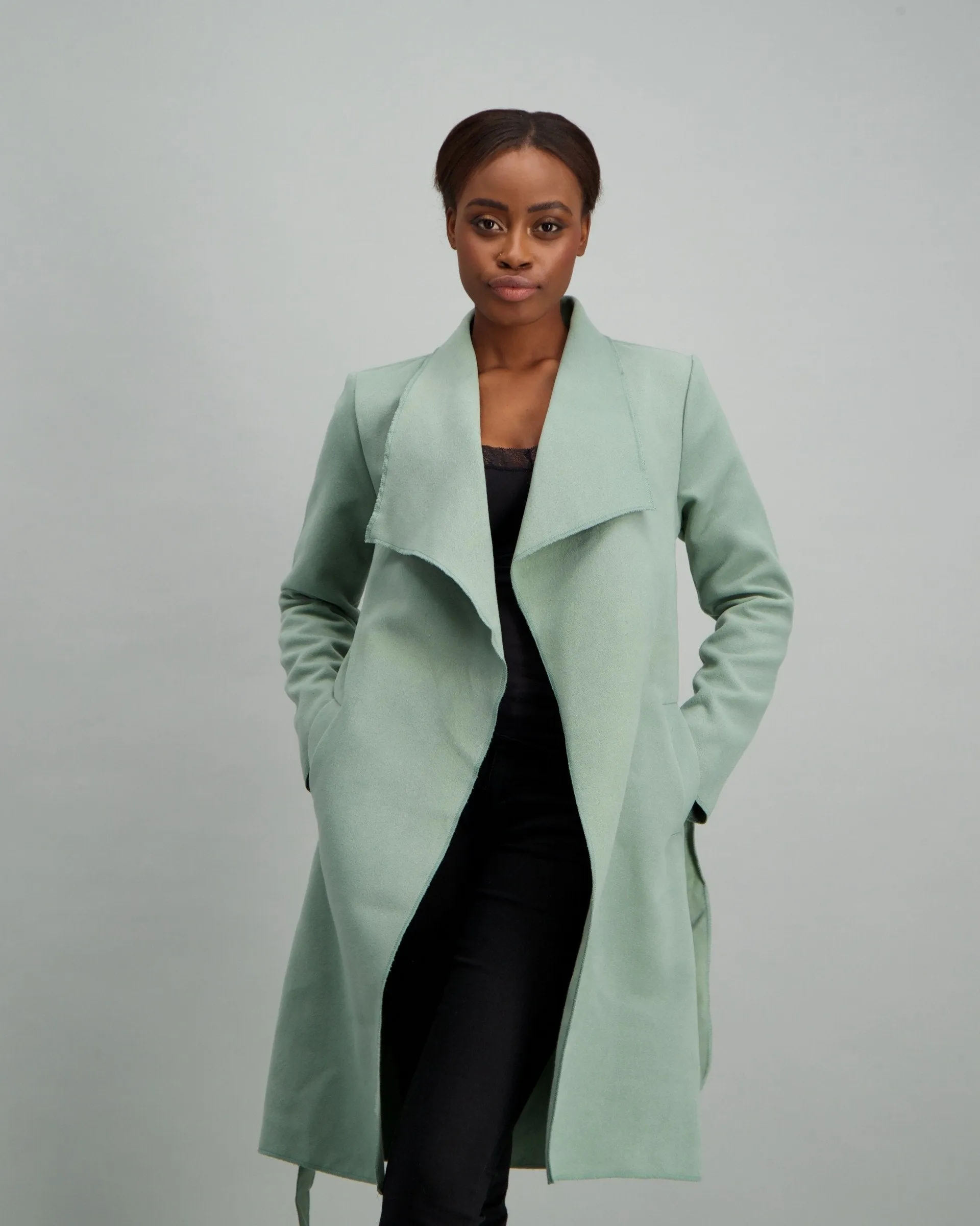 Ladies Big Collar Unlined Jacket - Sage