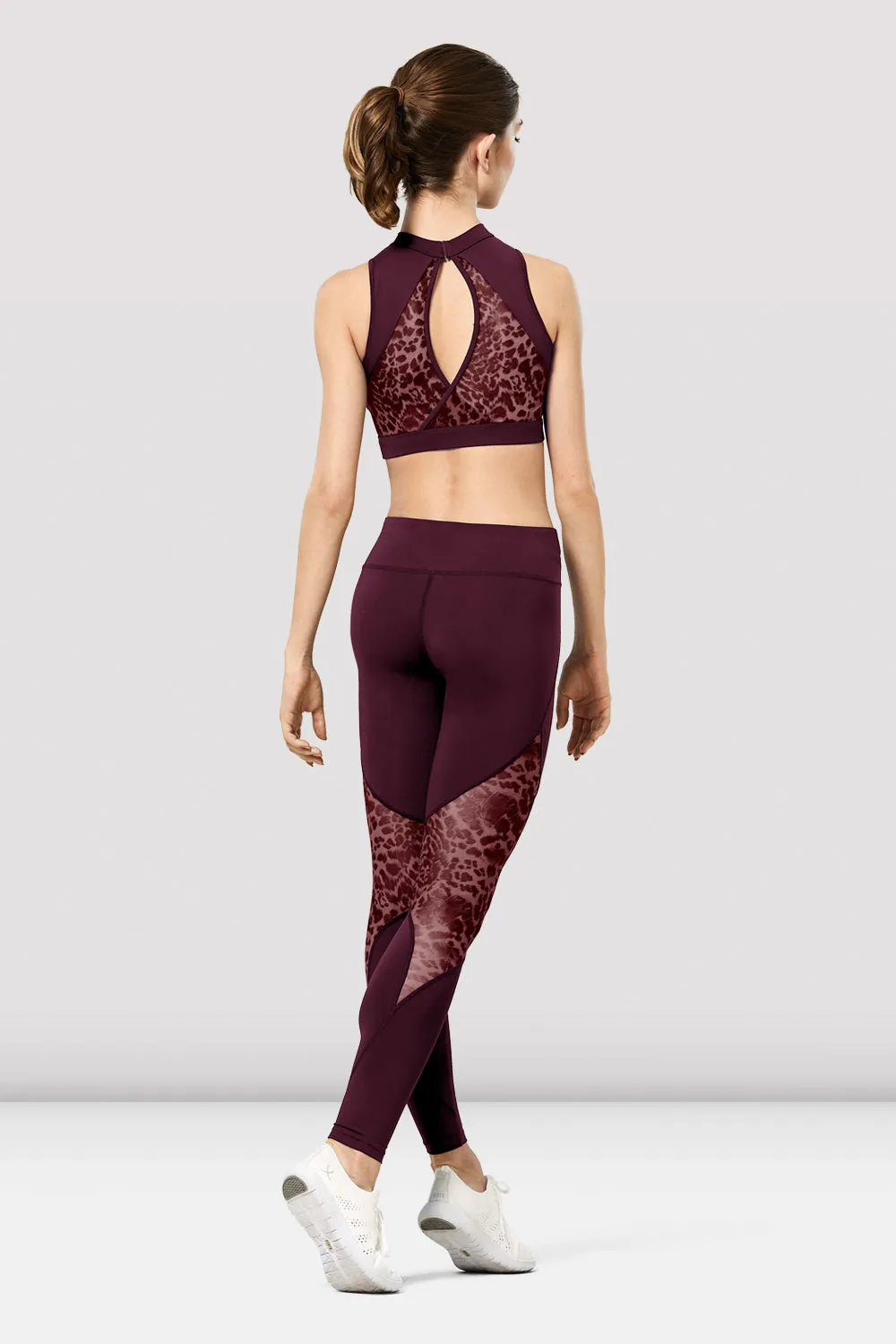 Ladies Ezra Animal Print Mesh Panelled Leggings