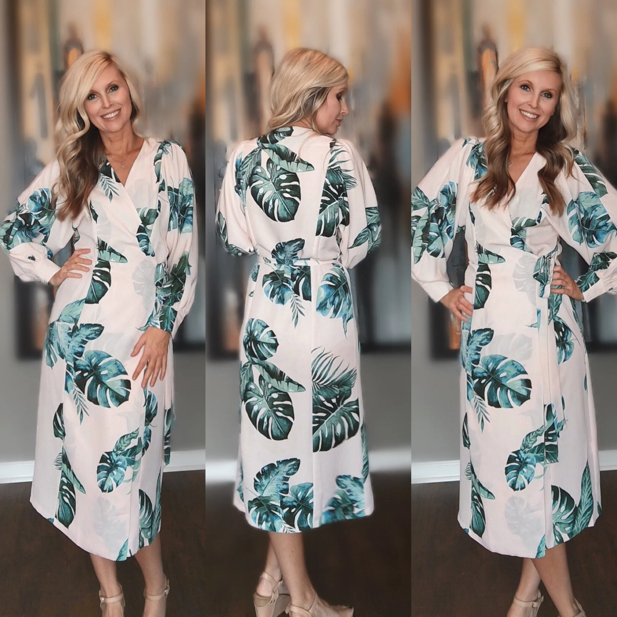 Leaf Wrap Dress - Medium (compare at $65)
