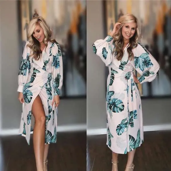Leaf Wrap Dress - Medium (compare at $65)