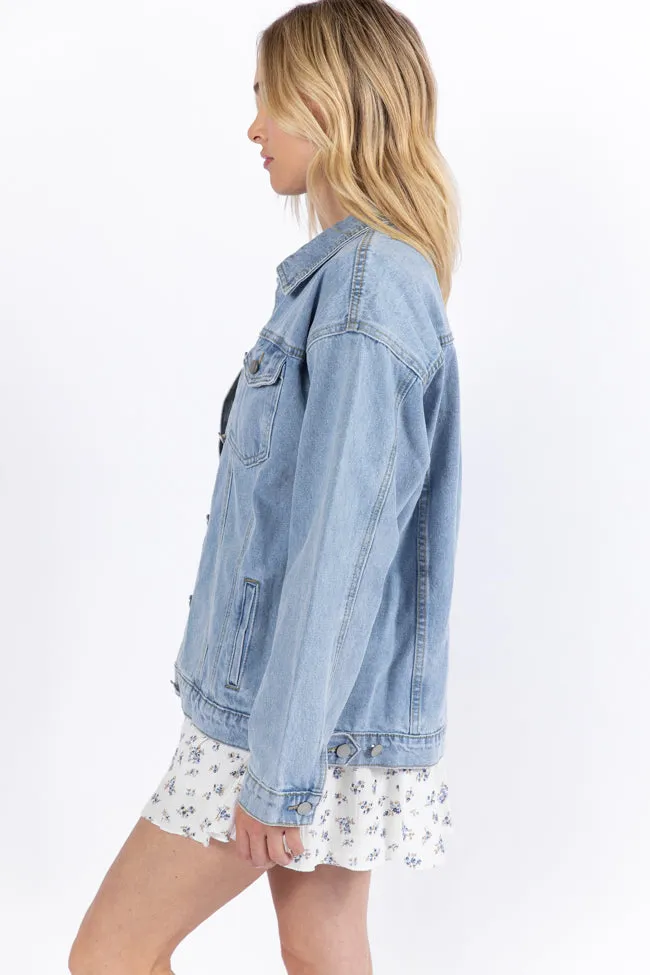 Let's Try It Light Wash Boyfriend Denim Jacket FINAL SALE