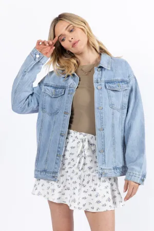 Let's Try It Light Wash Boyfriend Denim Jacket FINAL SALE