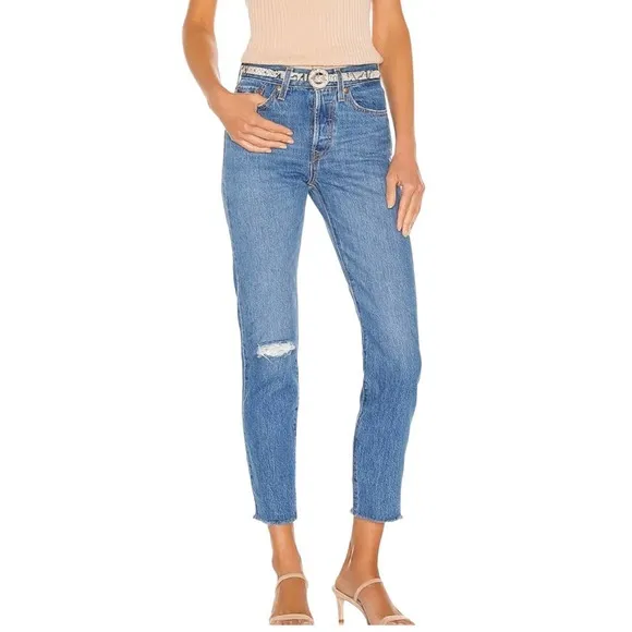 LEVI'S PREMIUM WEDGIE ANKLE JEANS Distressed Rigid Denim Women Size 31