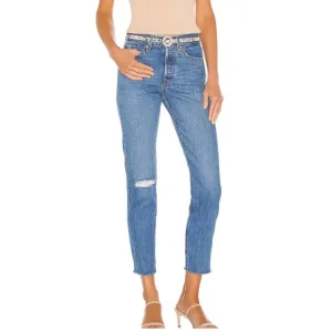 LEVI'S PREMIUM WEDGIE ANKLE JEANS Distressed Rigid Denim Women Size 31