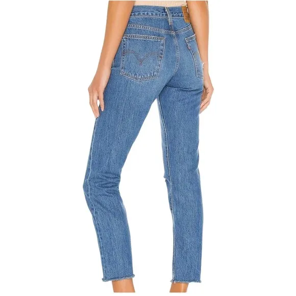 LEVI'S PREMIUM WEDGIE ANKLE JEANS Distressed Rigid Denim Women Size 31