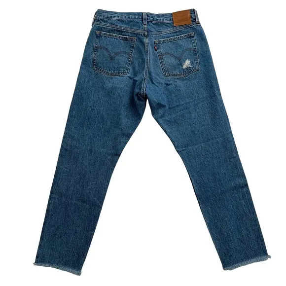 LEVI'S PREMIUM WEDGIE ANKLE JEANS Distressed Rigid Denim Women Size 31