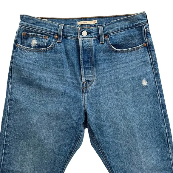 LEVI'S PREMIUM WEDGIE ANKLE JEANS Distressed Rigid Denim Women Size 31