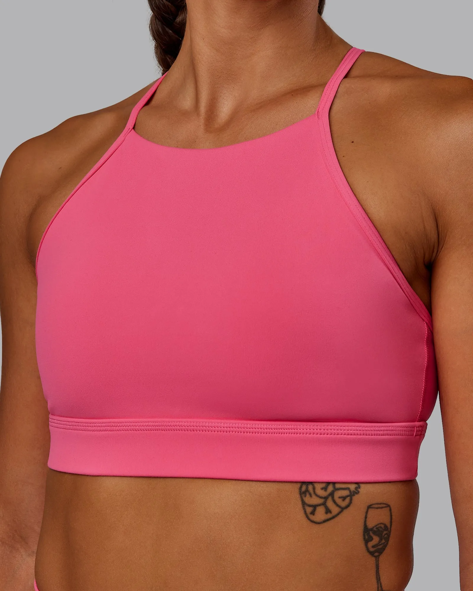 Lift High Neck Sports Bra - Hot Pink
