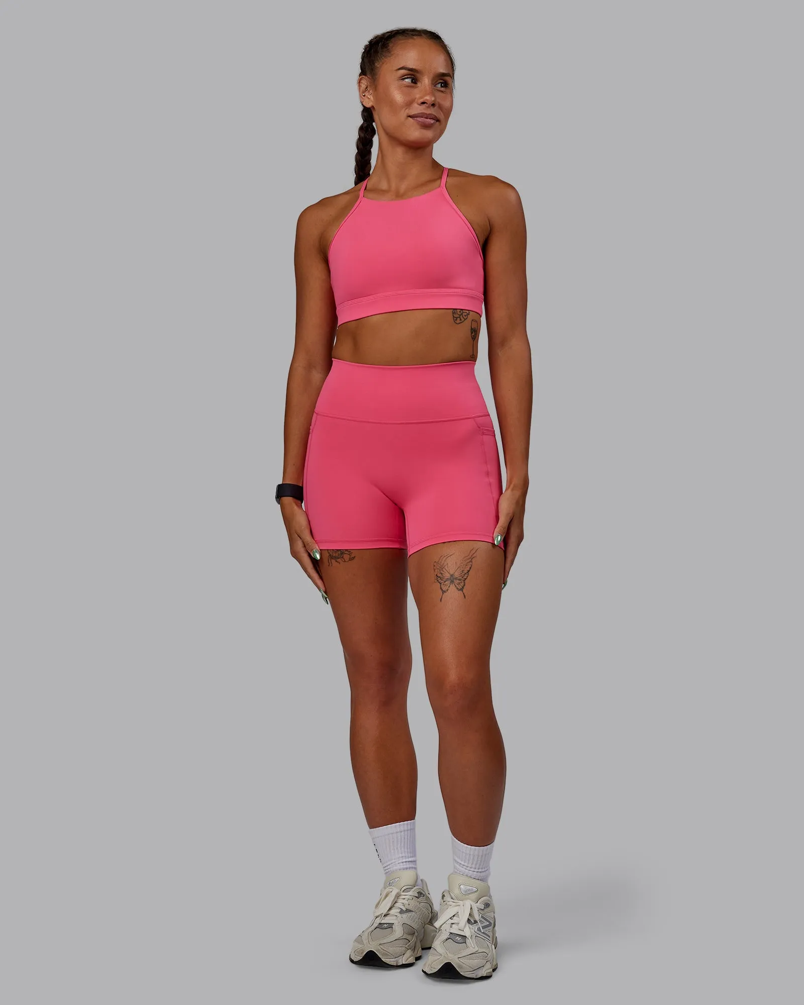 Lift High Neck Sports Bra - Hot Pink