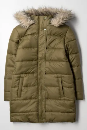 Long Hooded Puffer Jacket