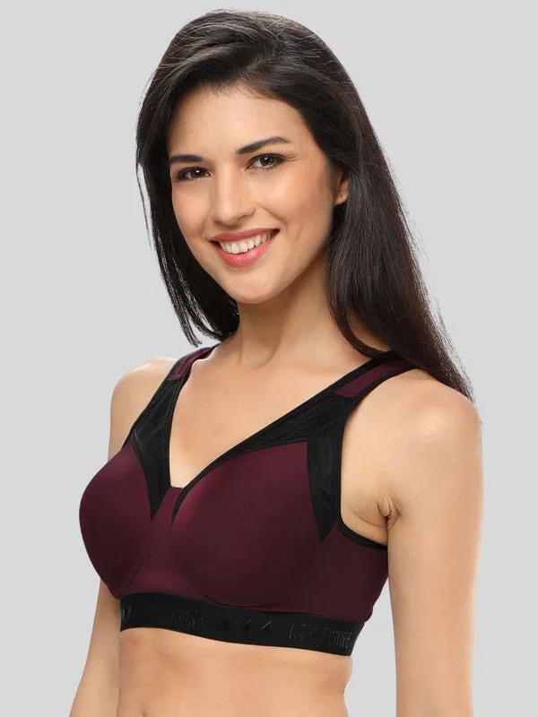 Lovable Wine Solid  Padded Non Wired Full Coverage Sports Bra - ENERGY BRA-XC-WN