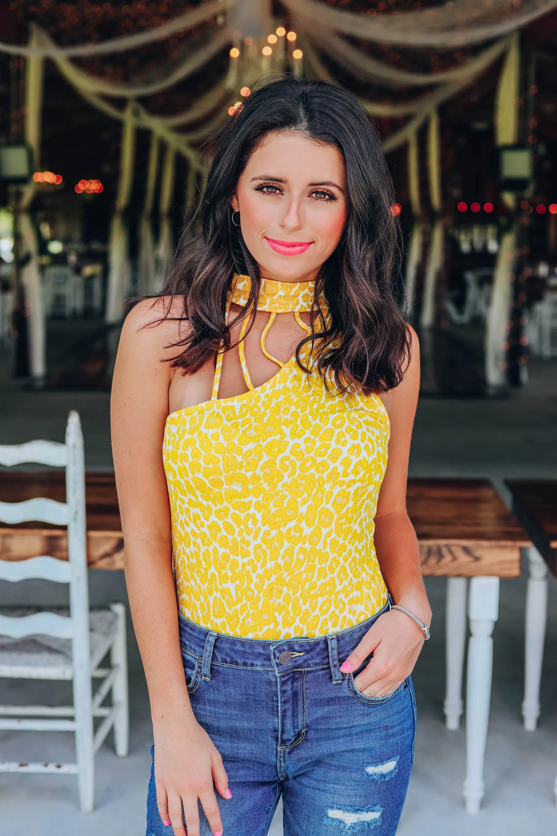 Lushes Leopard Bodysuit - Yellow