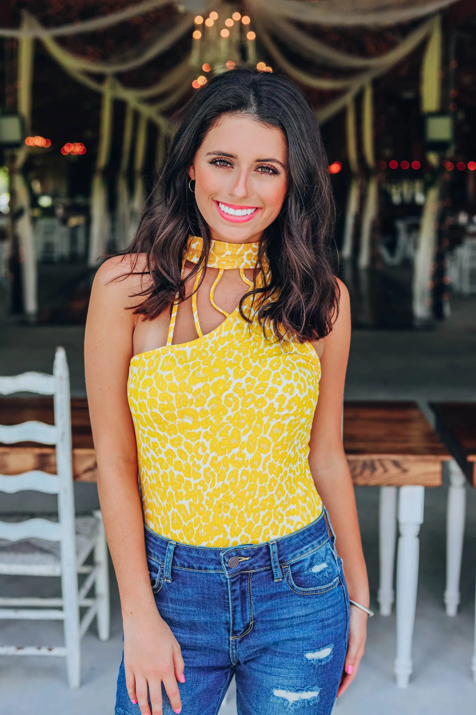 Lushes Leopard Bodysuit - Yellow