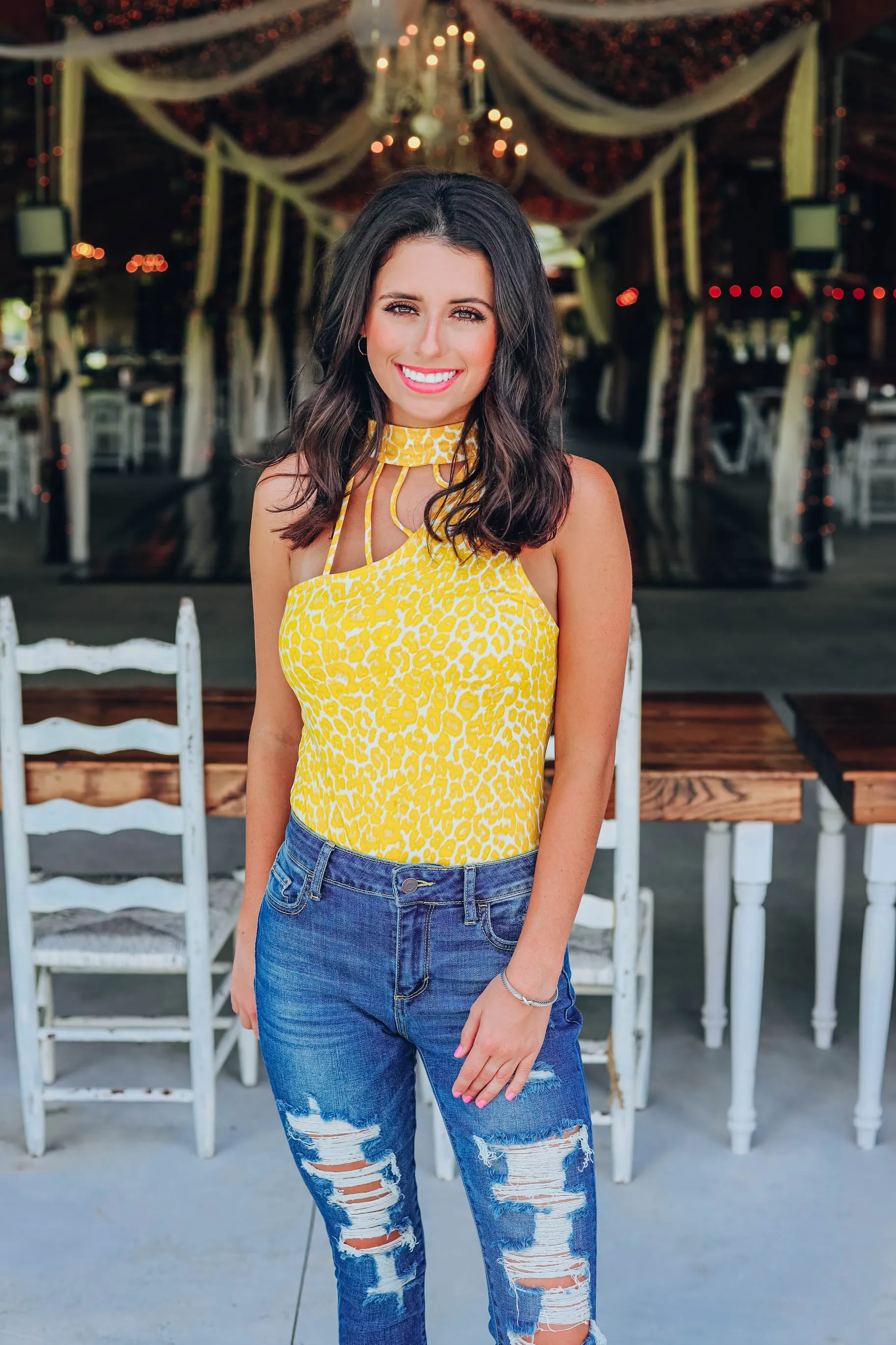 Lushes Leopard Bodysuit - Yellow