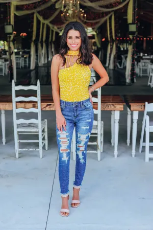 Lushes Leopard Bodysuit - Yellow