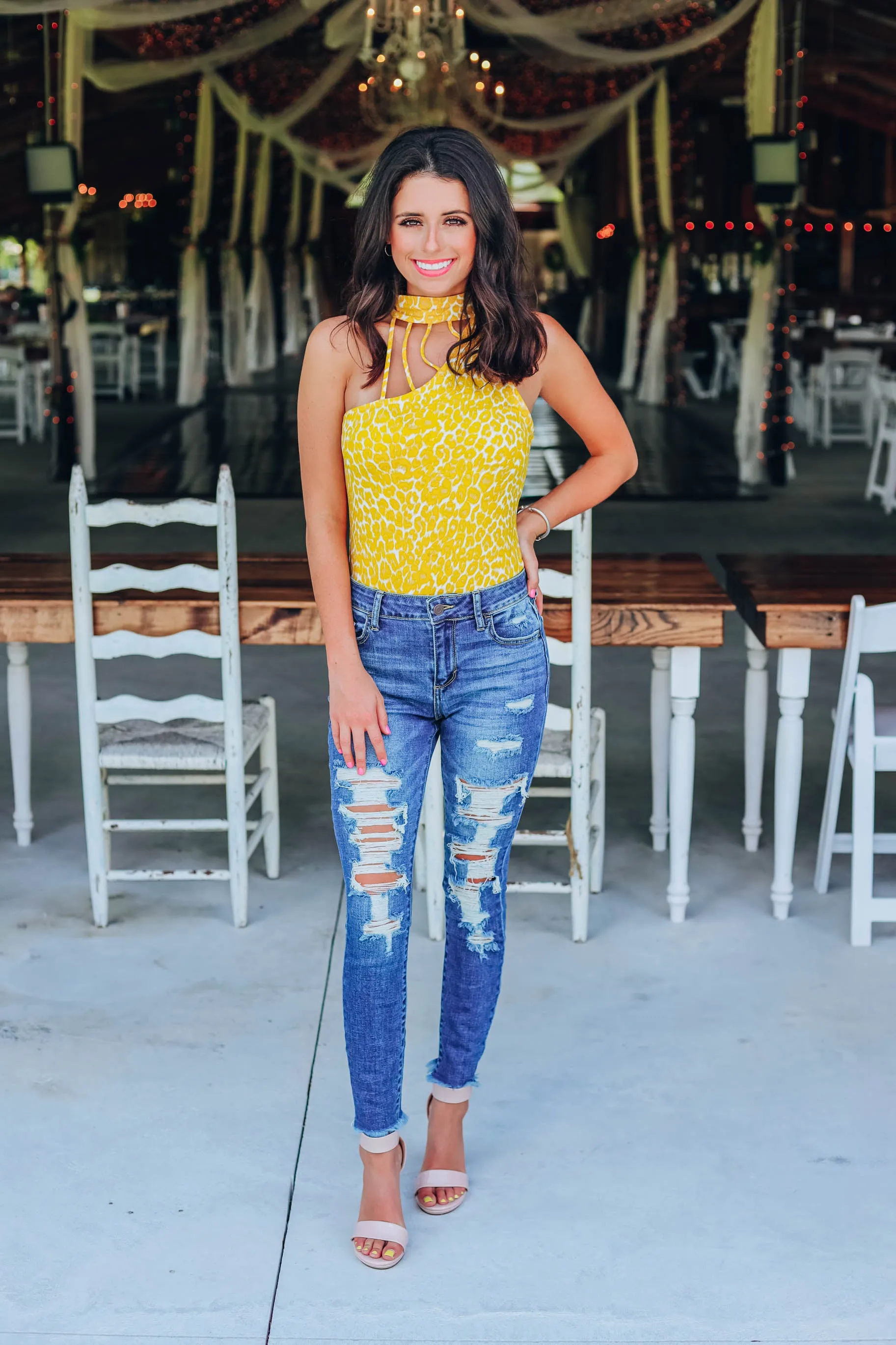 Lushes Leopard Bodysuit - Yellow