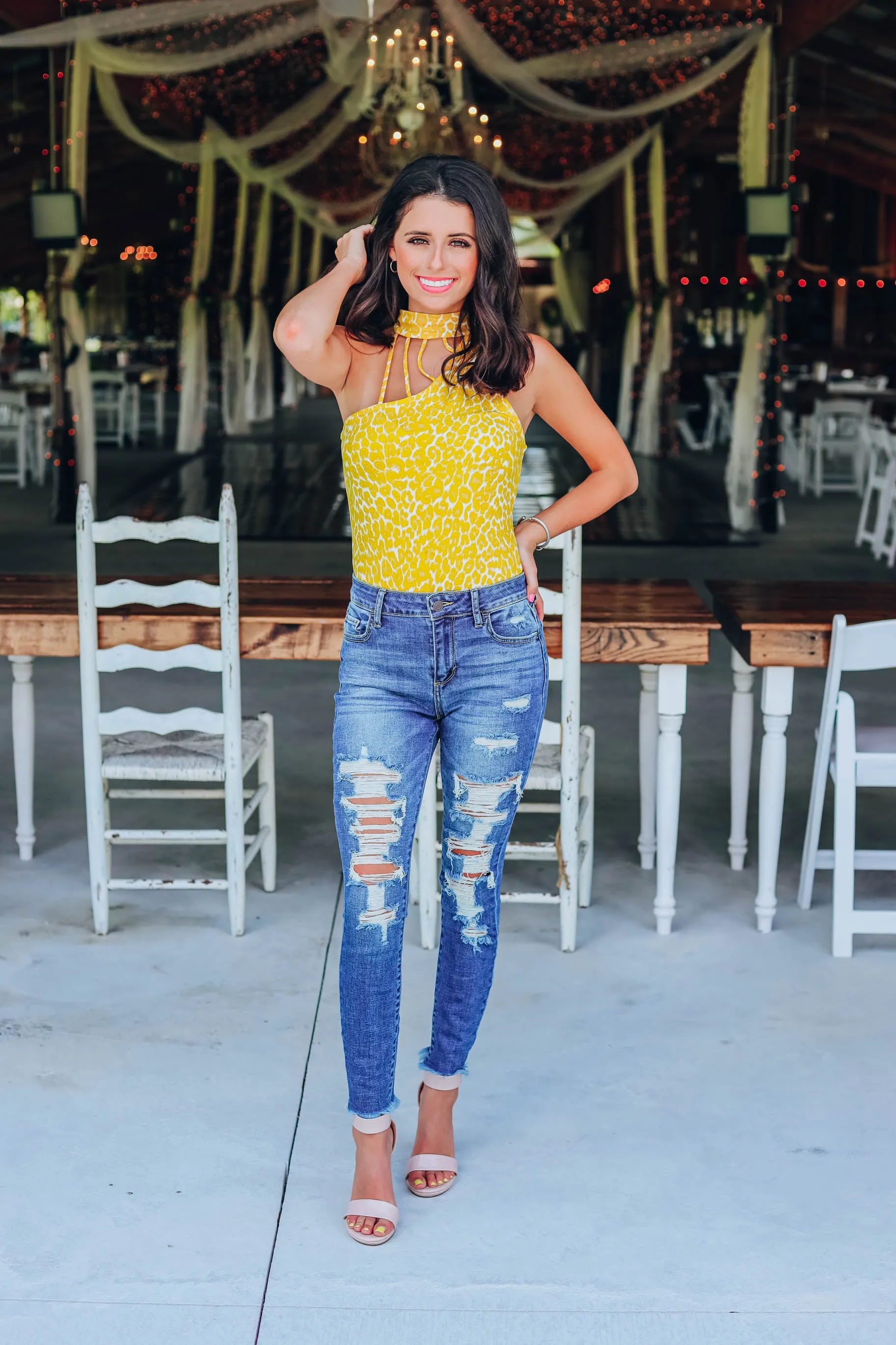 Lushes Leopard Bodysuit - Yellow