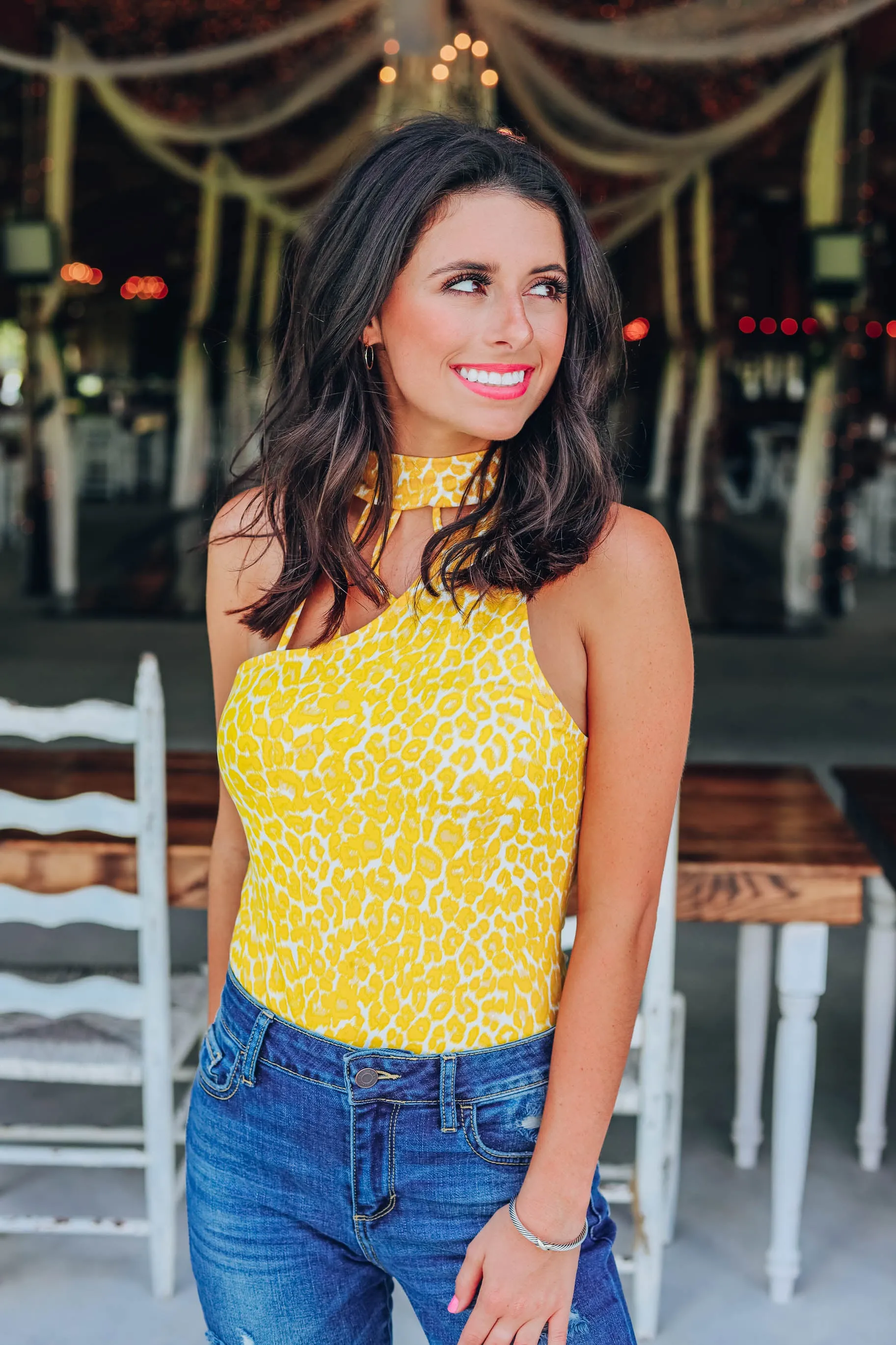 Lushes Leopard Bodysuit - Yellow