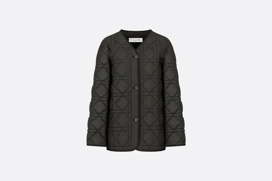 Macrocannage Peacot • Black Quilted Technical Taffeta