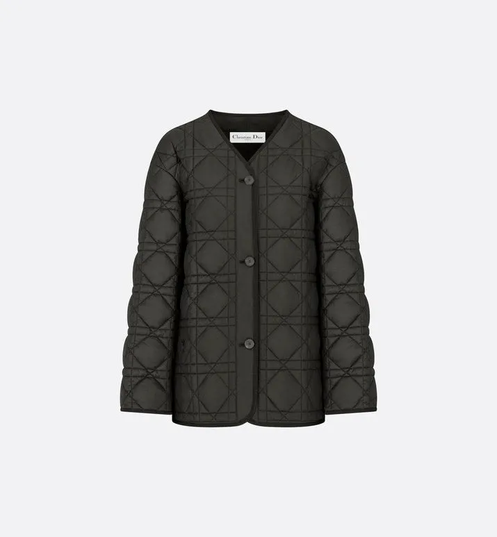 Macrocannage Peacot • Black Quilted Technical Taffeta