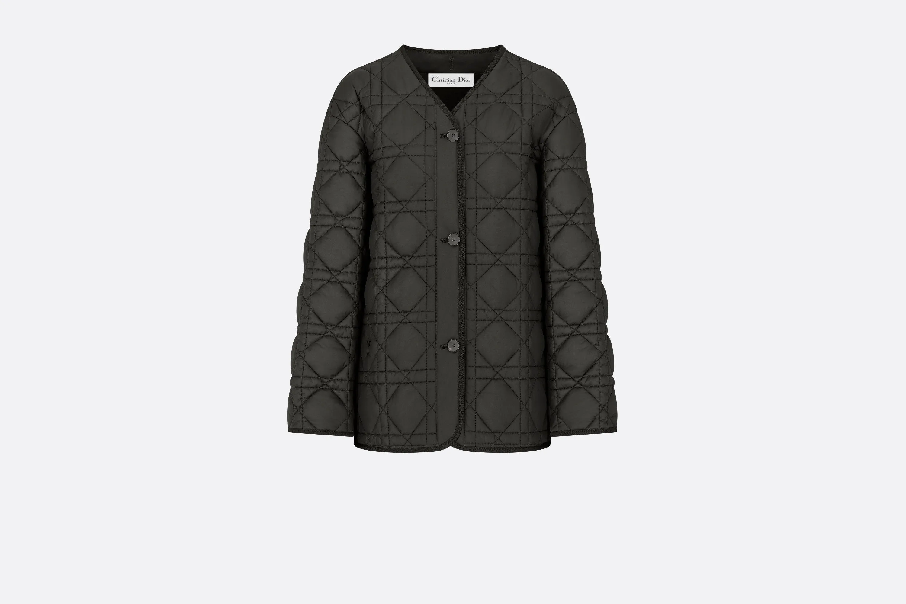 Macrocannage Peacot • Black Quilted Technical Taffeta