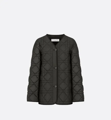 Macrocannage Peacot • Black Quilted Technical Taffeta