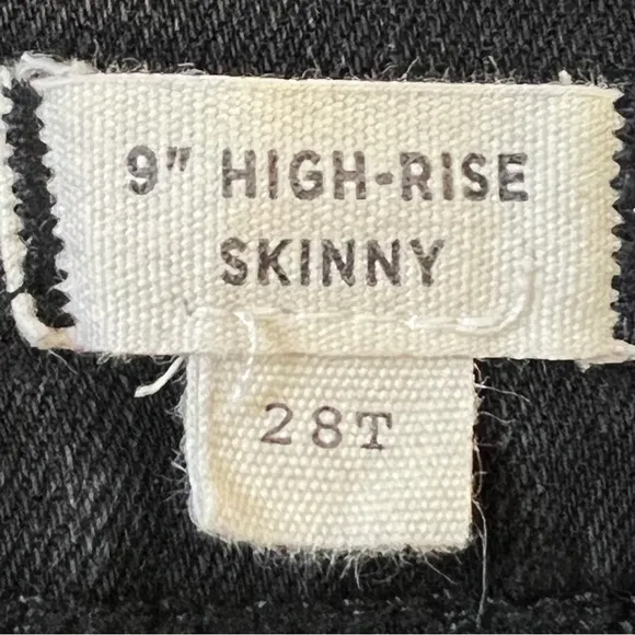 Madewell 9” High Rise Skinny Distressed Raw Hem Black Jeans Size 28 T
