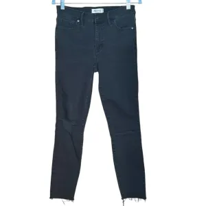 Madewell 9” High Rise Skinny Distressed Raw Hem Black Jeans Size 28 T