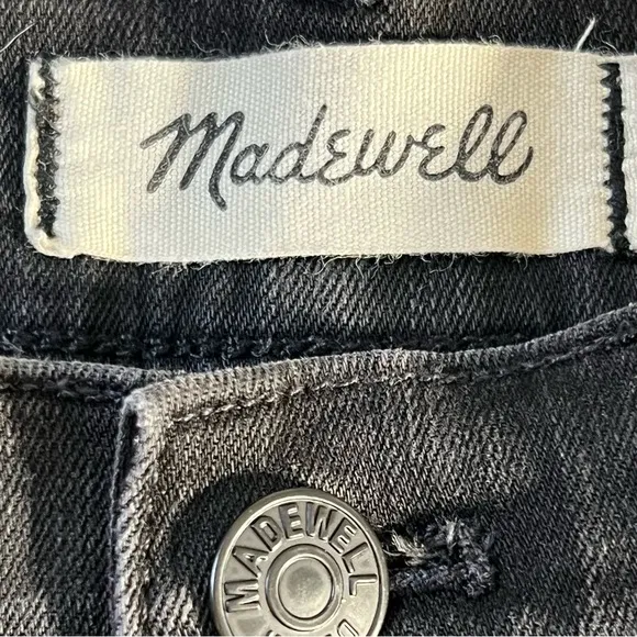 Madewell 9” High Rise Skinny Distressed Raw Hem Black Jeans Size 28 T