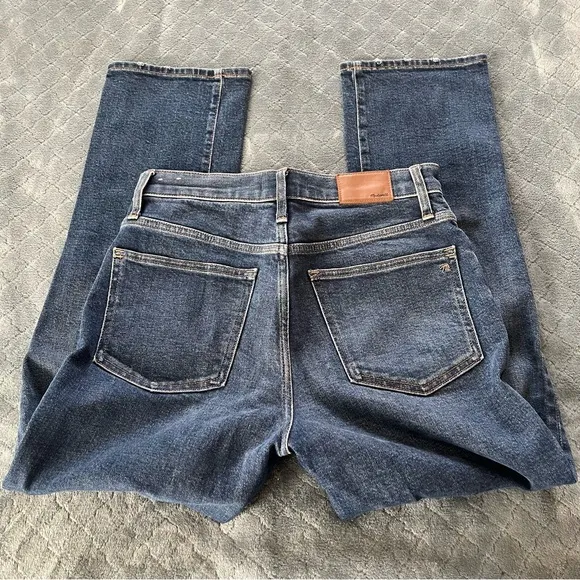 Madewell Blue Slim Demi Boot Straight Leg Jeans with Distressed Look 27