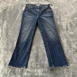 Madewell Blue Slim Demi Boot Straight Leg Jeans with Distressed Look 27
