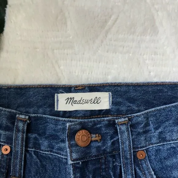 Madewell Classic Straight Jeans in Jade Wash Knee-Rip