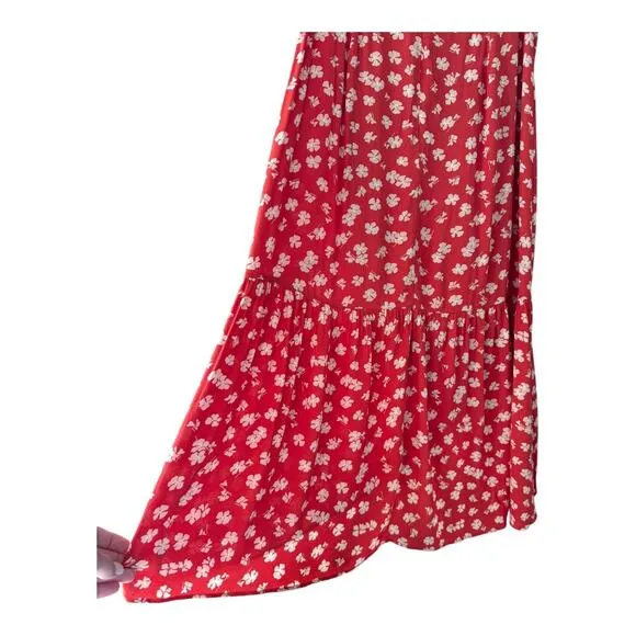 Madewell Ruffle-Wrap Midi Skirt in Happy Hibiscus size 2