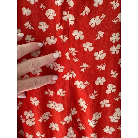 Madewell Ruffle-Wrap Midi Skirt in Happy Hibiscus size 2