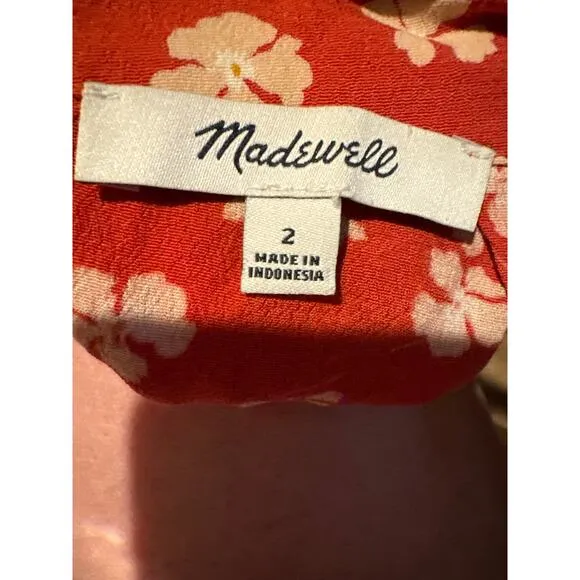 Madewell Ruffle-Wrap Midi Skirt in Happy Hibiscus size 2