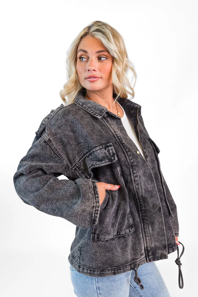 Mandie Washed Black Denim Jacket FINAL SALE